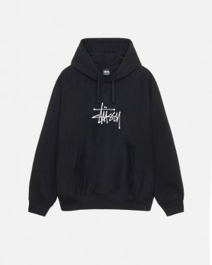 Stussy Basic Applique Hoodie Moški Pulover s Kapuco Črne Slovenija | GCV-2915