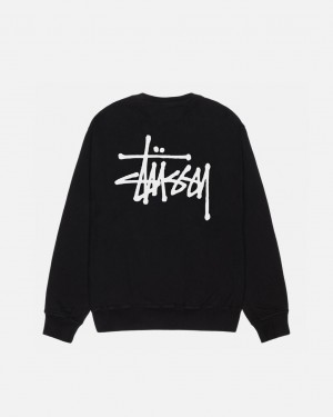 Stussy Basic Stüssy Pigment Dyed Crew Moški Puloverji Črne Slovenija | YLO-2517