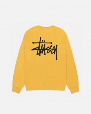 Stussy Basic Stussy Crew Pigment Dyed Ženski Puloverji Rumene Slovenija | ODU-5615