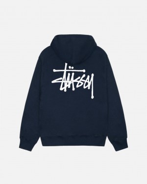 Stussy Basic Stussy Hoodie Moški Pulover s Kapuco Temno Modre Slovenija | UWK-9257