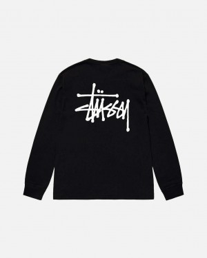 Stussy Basic Stussy Ls Tee Moški T Shirt Črne Slovenija | SIE-3599