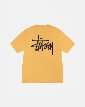 Stussy Basic Stussy Tee Pigment Dyed Moški T Shirt Rumene Slovenija | JEX-3007