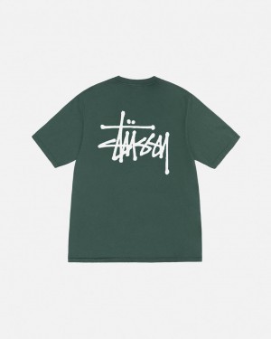 Stussy Basic Stussy Tee Pigment Dyed Ženski T Shirt Zelene Slovenija | ZRO-1735