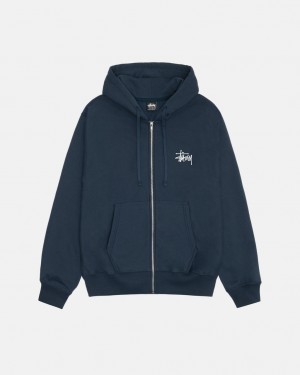 Stussy Basic Stussy Zip Hoodie Moški Pulover s Kapuco Temno Modre Slovenija | LBF-7956