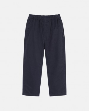 Stussy Beach Pant Brushed Cotton Moški Hlače Temno Modre Slovenija | CDH-2595