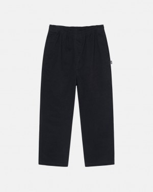 Stussy Beach Pant Brushed Cotton Ženski Hlače Črne Slovenija | ZTT-3465