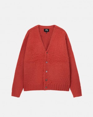 Stussy Brushed Cardigan Moški Puloverji Rdeče Slovenija | DOQ-4945