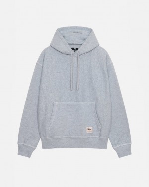 Stussy Contrast Stitch Label Hoodie Moški Pulover s Kapuco Sive Slovenija | QIG-3641