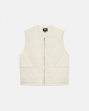 Stussy Diamond Prešite Vest Ženski Telovnik Kremna Slovenija | LII-0224