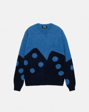 Stussy Dice Fuzzy Crew Moški Puloverji Modre Slovenija | CPJ-0030