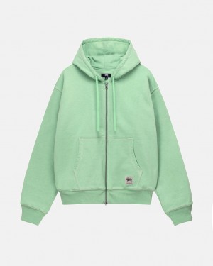 Stussy Double Face Label Zip Hoodie Ženski Pulover s Kapuco Zelene Slovenija | JID-5879