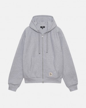 Stussy Double Face Label Zip Hoodie Ženski Pulover s Kapuco Sive Slovenija | TGX-4980