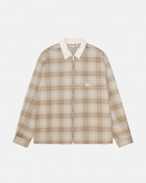 Stussy Frank Plaid Zip Shirt Ženski Srajce Rjave Slovenija | UBQ-7992