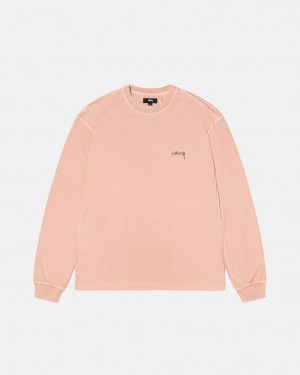 Stussy Lazy Ls Tee Moški T Shirt Svetlo Roza Slovenija | MVB-3789