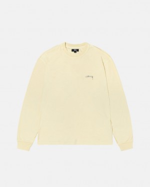 Stussy Lazy Ls Tee Moški Topi Rumene Slovenija | UAH-0826