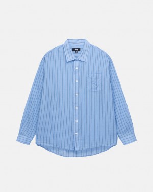 Stussy Light Weight Classic Shirt Ženski Srajce Modre Slovenija | EPS-2892