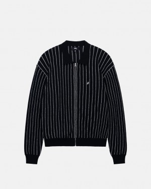 Stussy Light Weight Ls Zip Polo Moški Srajce Črne Slovenija | IYF-3623