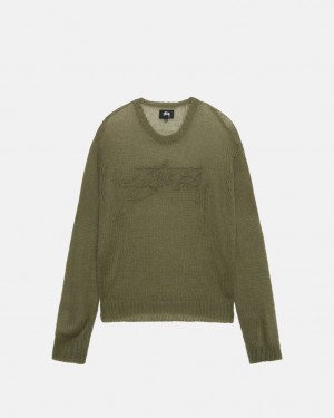 Stussy Loose Knit Sweater Moški Puloverji Olivno Zelene Slovenija | JWW-1619