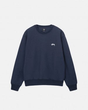 Stussy Overdyed Stock Logo Crew Moški Puloverji Temno Modre Slovenija | HQT-6857