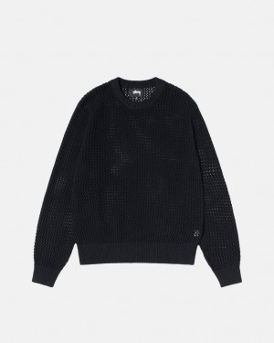 Stussy Pigment Dyed Loose Gauge Knit Sweater Moški Puloverji Črne Slovenija | MTR-3177