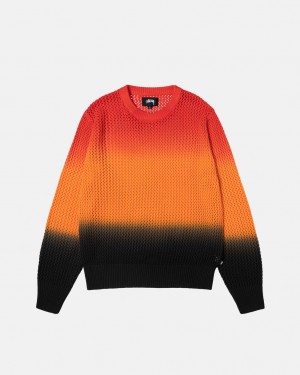 Stussy Pigment Dyed Loose Gauge Knit Sweater Moški Puloverji Črne Rdeče Slovenija | NQG-5229