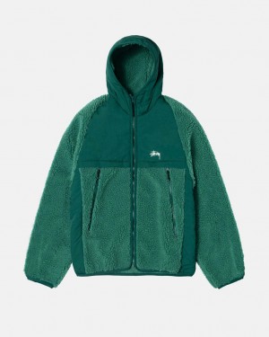 Stussy Sherpa Paneled Hooded Jacket Moški Jakne Turkizna Slovenija | QRX-5479