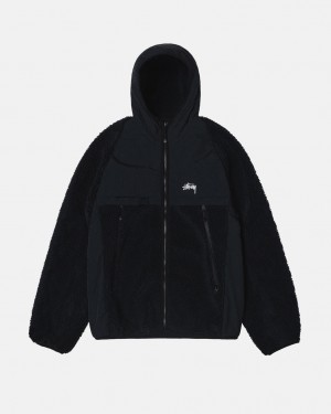 Stussy Sherpa Paneled Hooded Jacket Ženski Jakne Črne Slovenija | MJK-4865