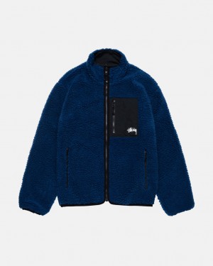 Stussy Sherpa Reversible Jacket Moški Jakne Modre Slovenija | MNU-5704