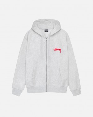 Stussy Skate Tough Zip Hoodie Moški Pulover s Kapuco Sive Slovenija | WVC-7049