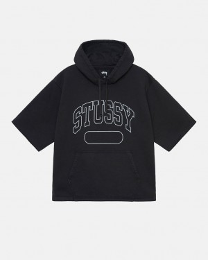 Stussy Ss Boxy Cropped Hoodie Moški Pulover s Kapuco Črne Slovenija | MUU-5501