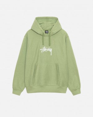 Stussy Stock Logo Applique Hood Moški Puloverji Zelene Slovenija | ULE-8738