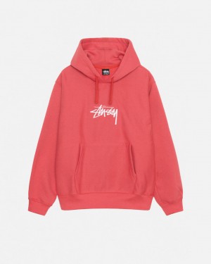 Stussy Stock Logo Applique Hood Moški Puloverji Rdeče Slovenija | QLI-0162