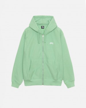 Stussy Stock Logo Zip Hood Moški Puloverji Zelene Slovenija | YMS-1947