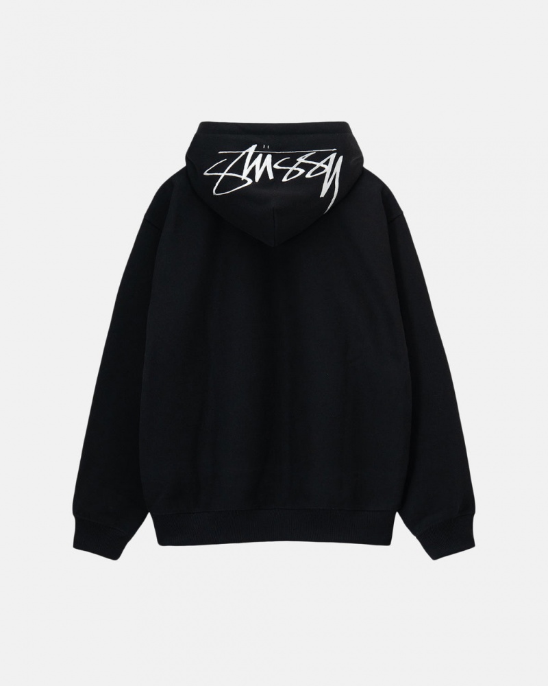 Stussy Back Hood Applique Hoodie Moški Pulover s Kapuco Črne Slovenija | MCU-7631