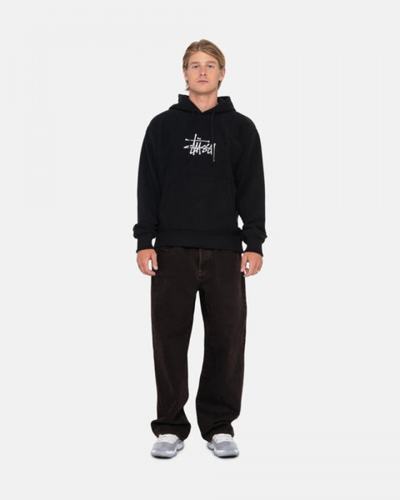 Stussy Basic Applique Hoodie Moški Pulover s Kapuco Črne Slovenija | GCV-2915