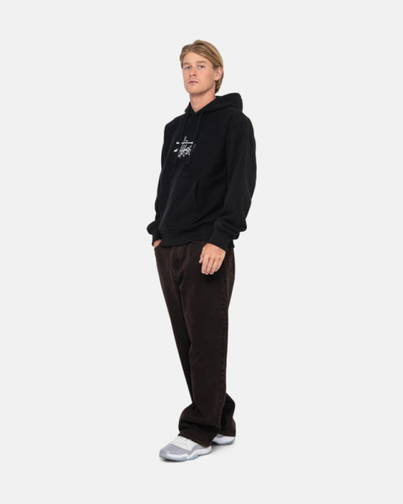 Stussy Basic Applique Hoodie Moški Pulover s Kapuco Črne Slovenija | GCV-2915