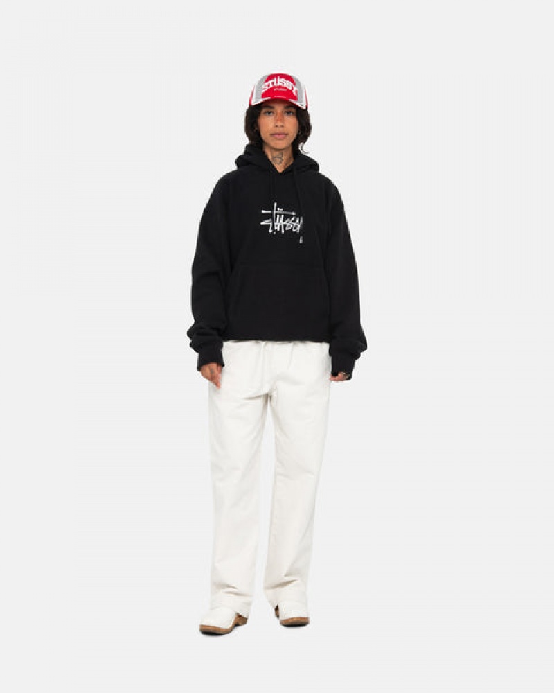 Stussy Basic Applique Hoodie Moški Pulover s Kapuco Črne Slovenija | GCV-2915