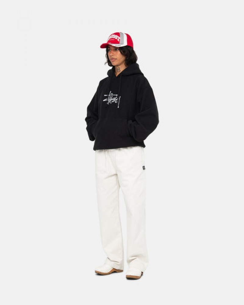 Stussy Basic Applique Hoodie Moški Pulover s Kapuco Črne Slovenija | GCV-2915