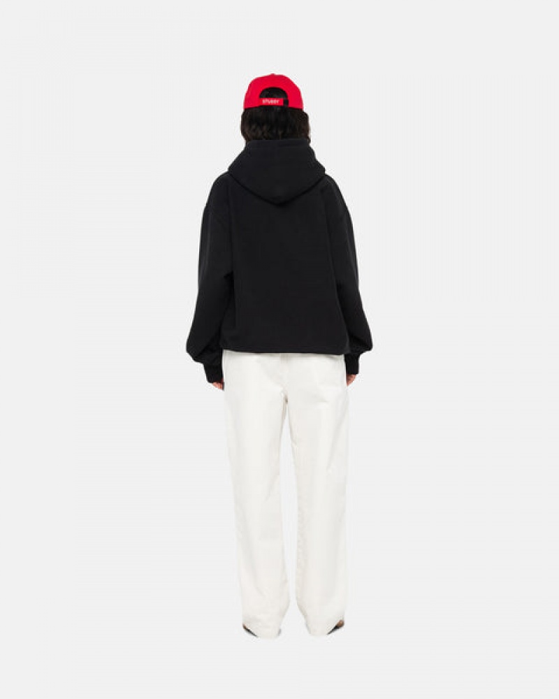 Stussy Basic Applique Hoodie Moški Pulover s Kapuco Črne Slovenija | GCV-2915