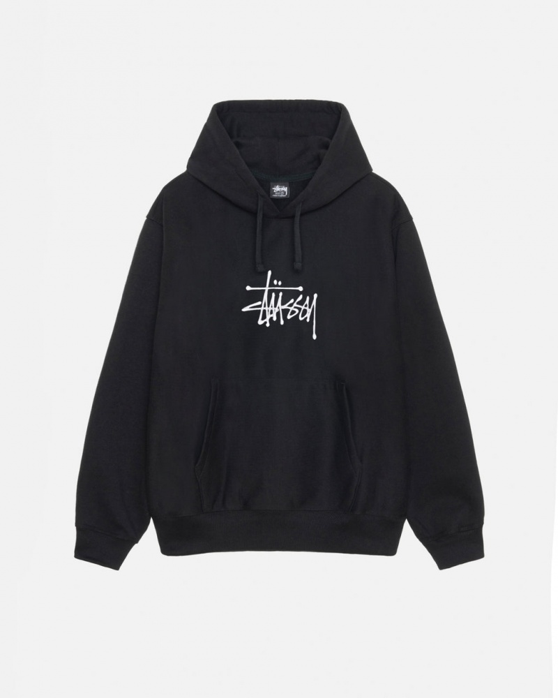 Stussy Basic Applique Hoodie Moški Pulover s Kapuco Črne Slovenija | GCV-2915