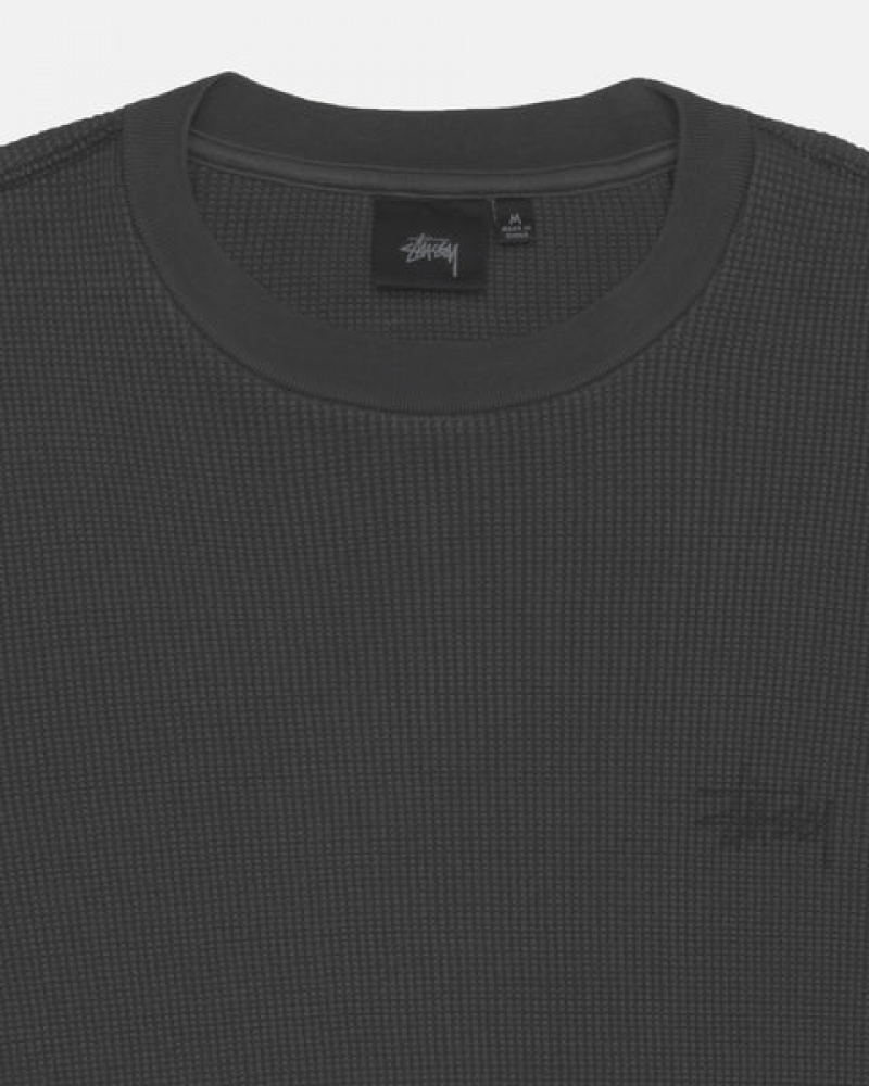 Stussy Basic Stock Ls Thermal Moški Topi Črne Slovenija | ZJJ-8443