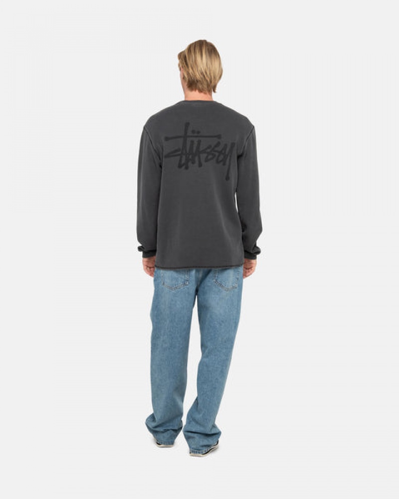 Stussy Basic Stock Ls Thermal Moški Topi Črne Slovenija | ZJJ-8443