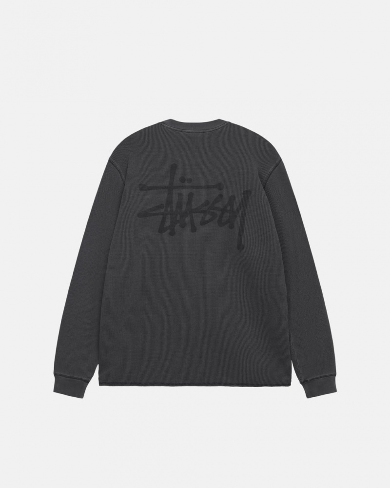 Stussy Basic Stock Ls Thermal Moški Topi Črne Slovenija | ZJJ-8443