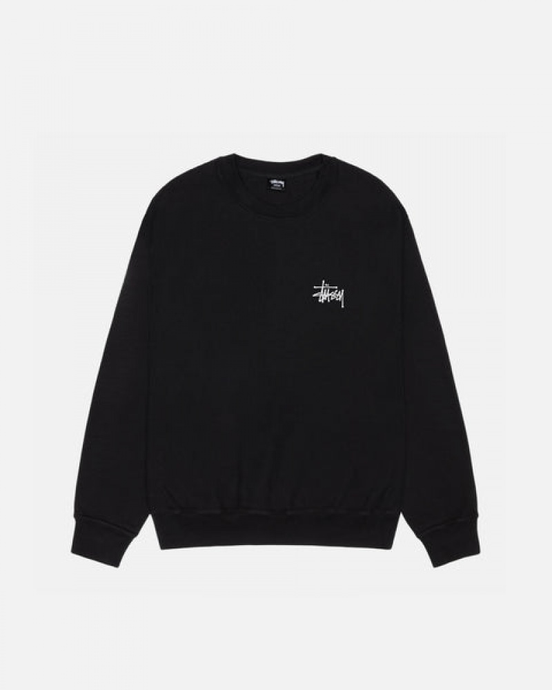 Stussy Basic Stüssy Pigment Dyed Crew Moški Puloverji Črne Slovenija | YLO-2517