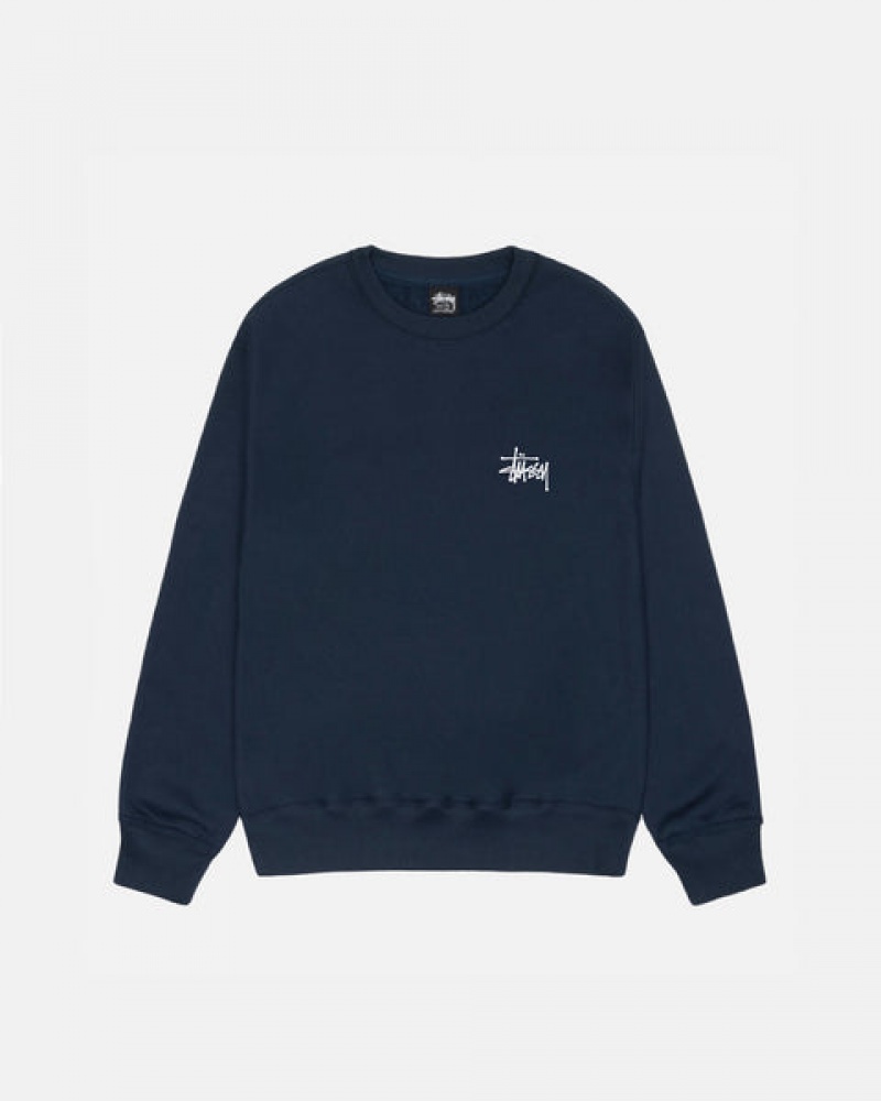 Stussy Basic Stussy Crew Moški Puloverji Temno Modre Slovenija | RWZ-1893