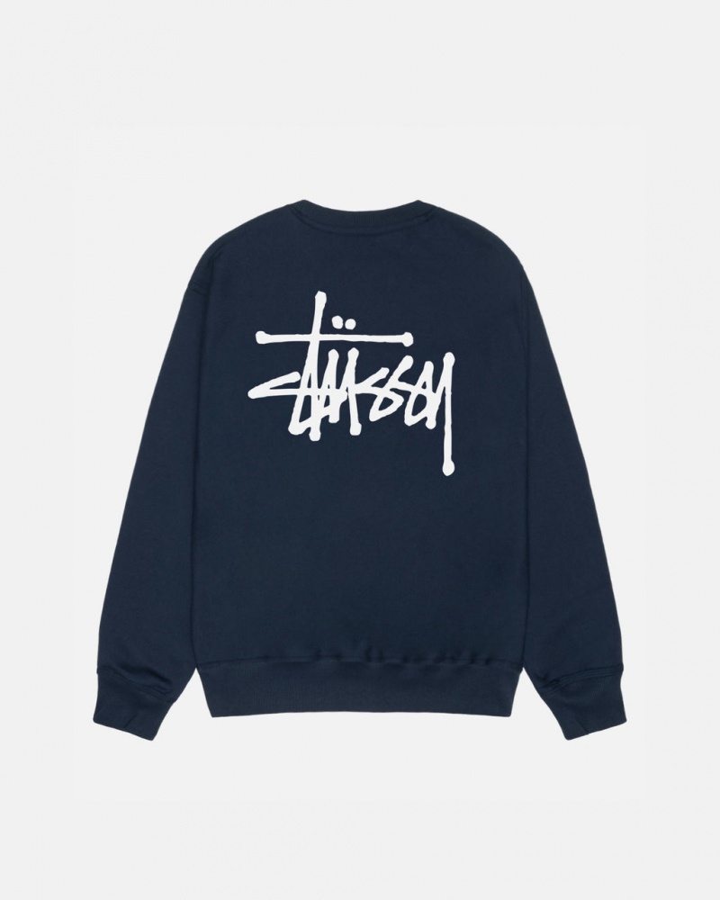 Stussy Basic Stussy Crew Moški Puloverji Temno Modre Slovenija | RWZ-1893