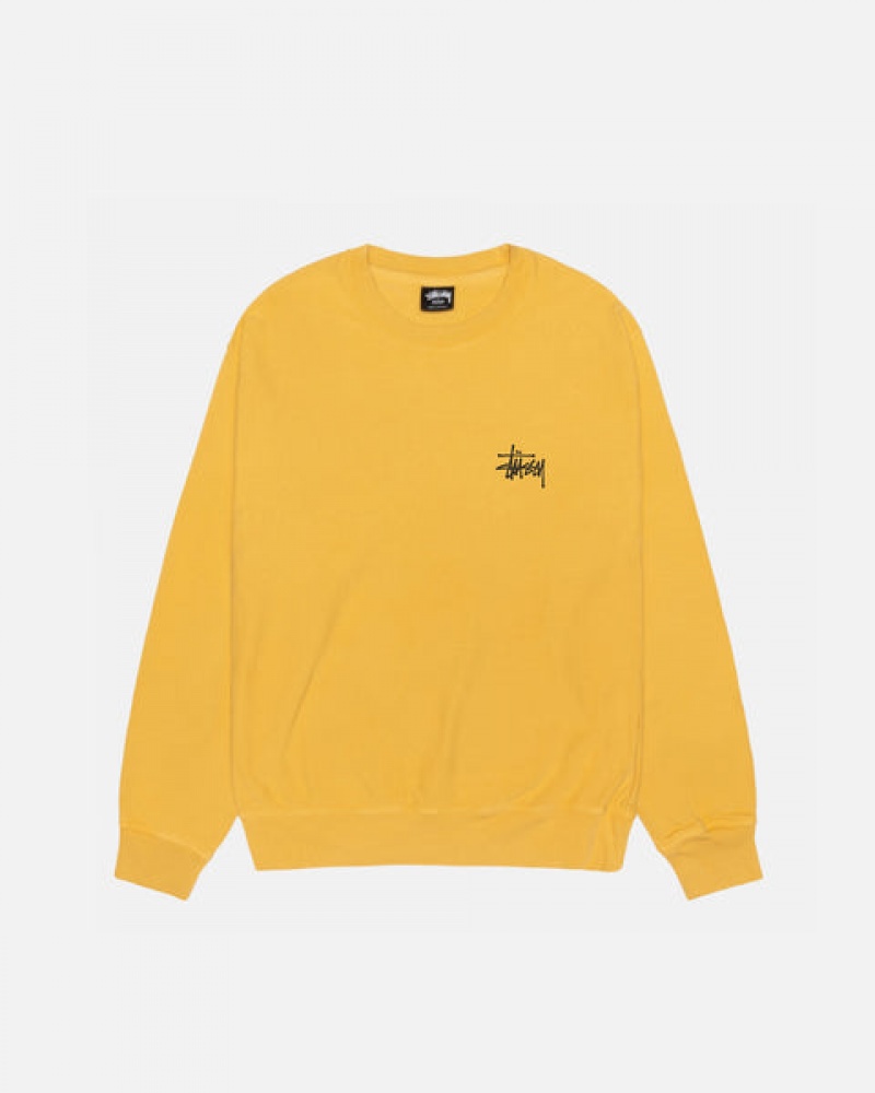 Stussy Basic Stussy Crew Pigment Dyed Moški Puloverji Rumene Slovenija | KOA-5305