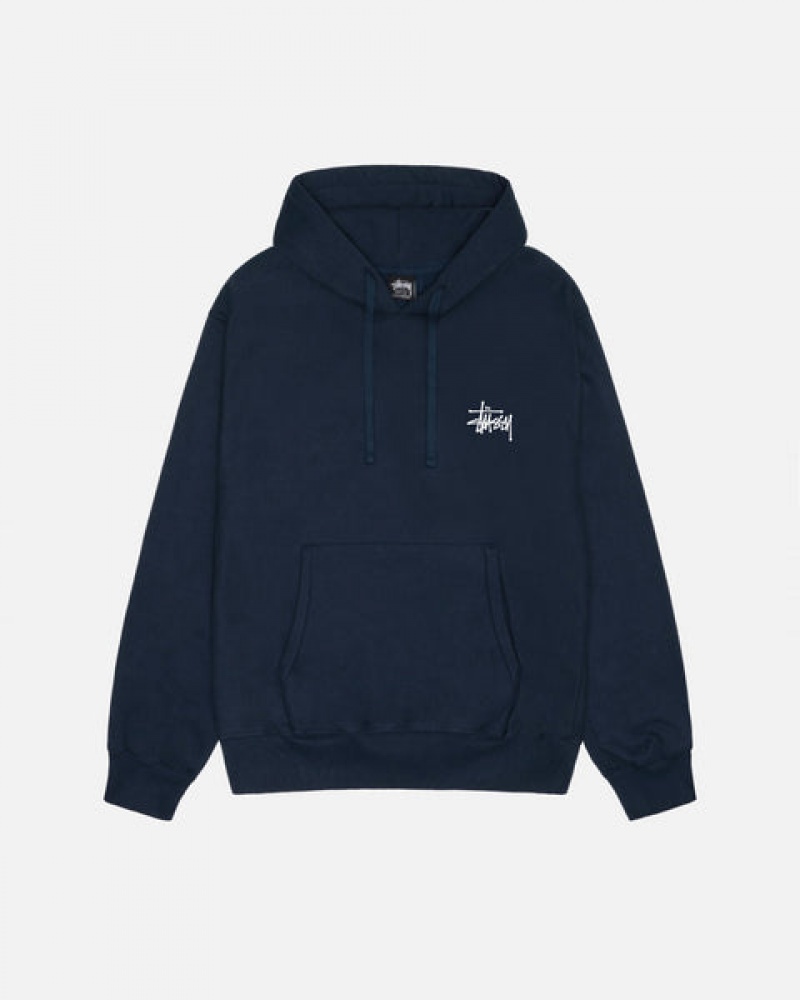 Stussy Basic Stussy Hoodie Moški Pulover s Kapuco Temno Modre Slovenija | UWK-9257