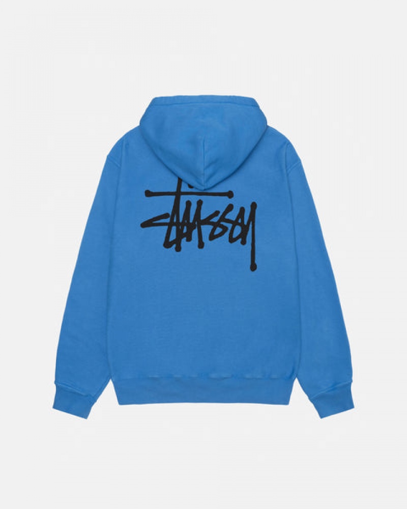 Stussy Basic Stussy Hoodie Pigment Dyed Moški Pulover s Kapuco Modre Slovenija | WBU-9950