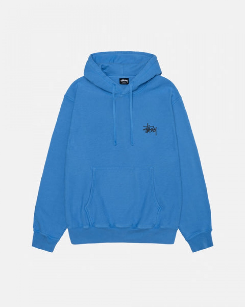 Stussy Basic Stussy Hoodie Pigment Dyed Moški Pulover s Kapuco Modre Slovenija | WBU-9950